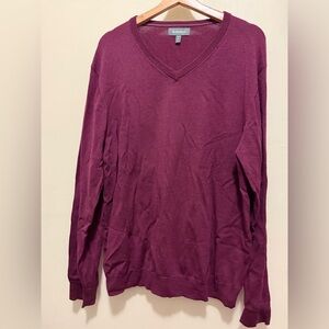 Bonobos Purple Extra Fine 100% Merino Wool V Neck Modern Lightweight Sweater XL
